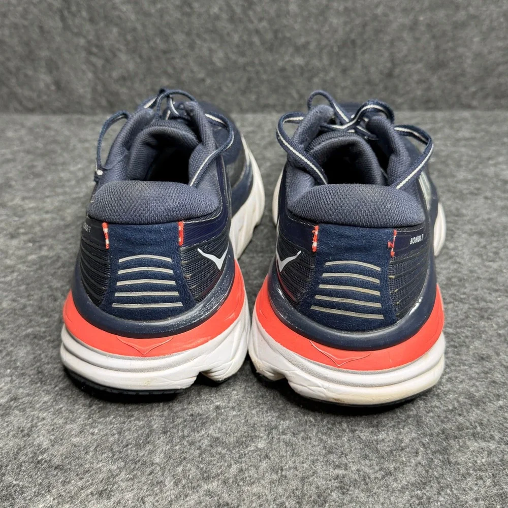 Hoka One One Bondi 7 Womens Navy Blue‎ Coral Running Shoes Sneakers 1110519
